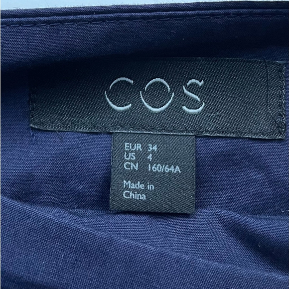 COS Navy & Blush Asymmetrical Handkerchief Hem Skirt Minimalist Designer 4 - Picture 3 of 5